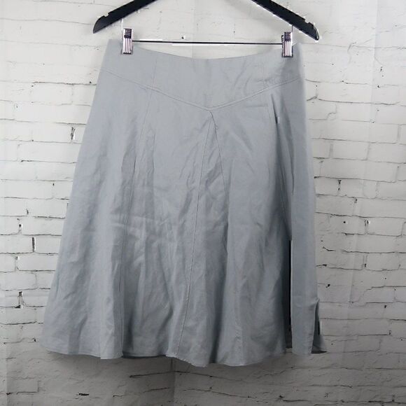 ALLISON TAYLOR LIGHT GREY A LINE LINEN MIDI SKIRT SIZE 8 - Picture 1 of 6